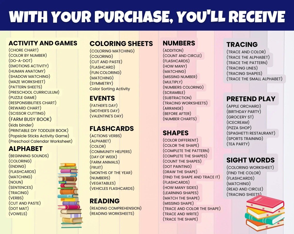 6000+ Pages Kindergarten Learning Bundle | Printable Activity Worksheets - Image 2